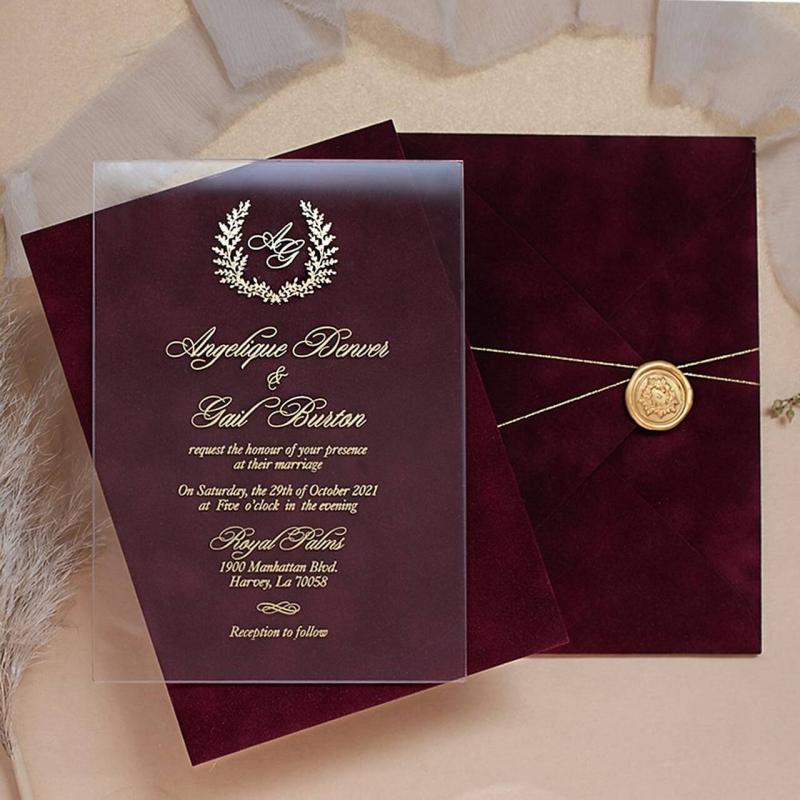 Gold Foil Wedding invitations / Letterpress Invitation / Laser Cut Printing Card