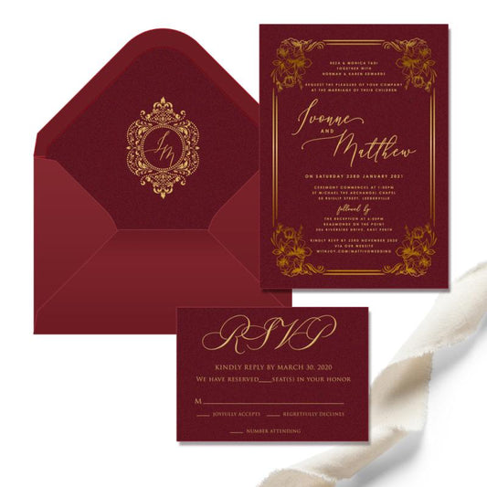 Luxury customized fancy paper greeting card/wedding invitation card, dark red