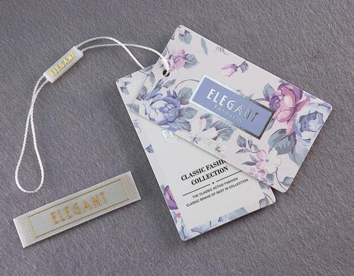 Custom Luxury Clothes Labels With Free Slings Special Swing Art Paper Product Garment Label Hang Tag, Flowers