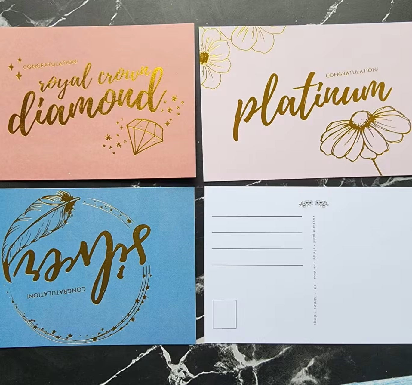 Full color print paper cards with gold foil greeting cards