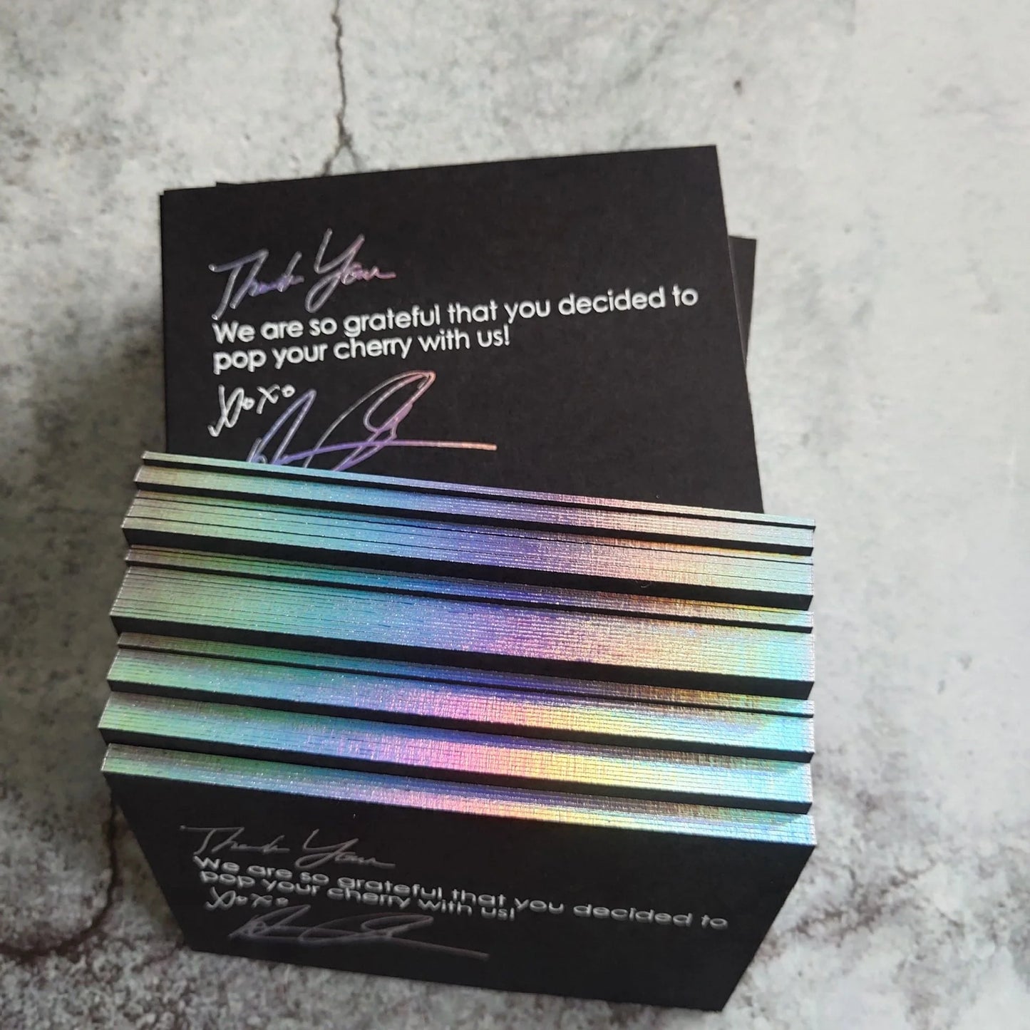 Hologram gold foil stamping paper business cards with edge foil