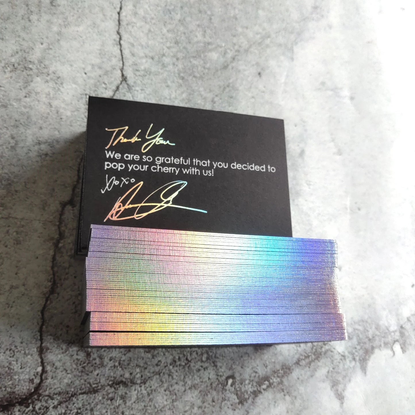 Hologram gold foil stamping paper business cards with edge foil