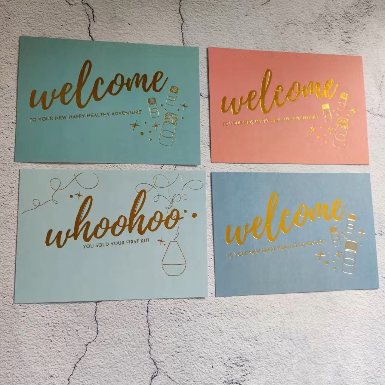 Full color print paper cards with gold foil greeting cards