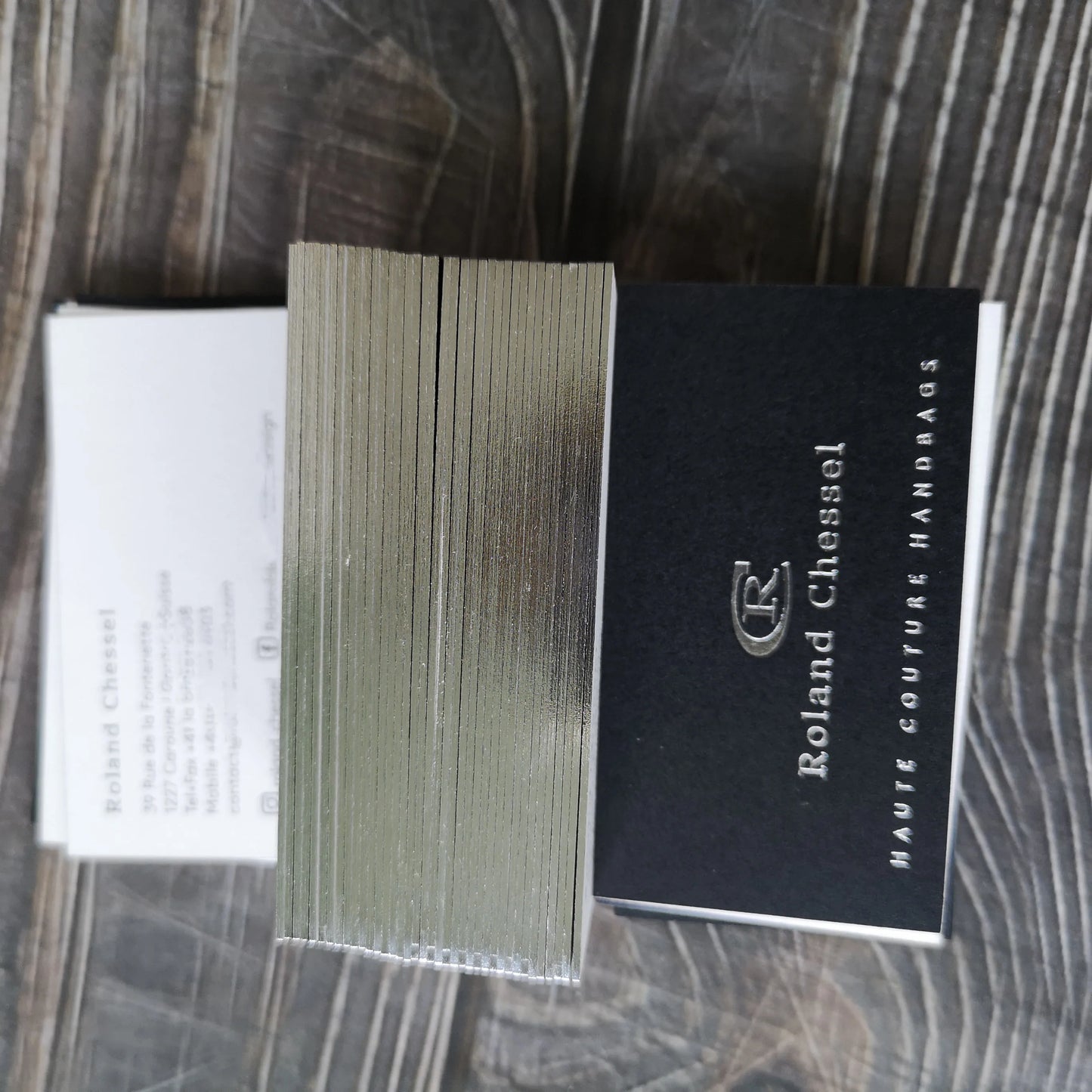 Silver foil stamping - Silver foil stamping edge business cards