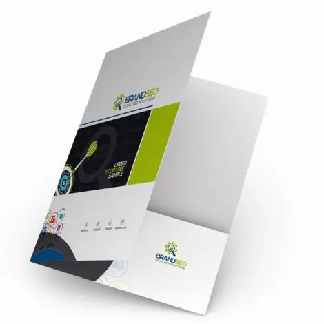 Business advertisement promotion paper file folder with pocket and business slot Film Lamination 4c+4c CMYK Pantone