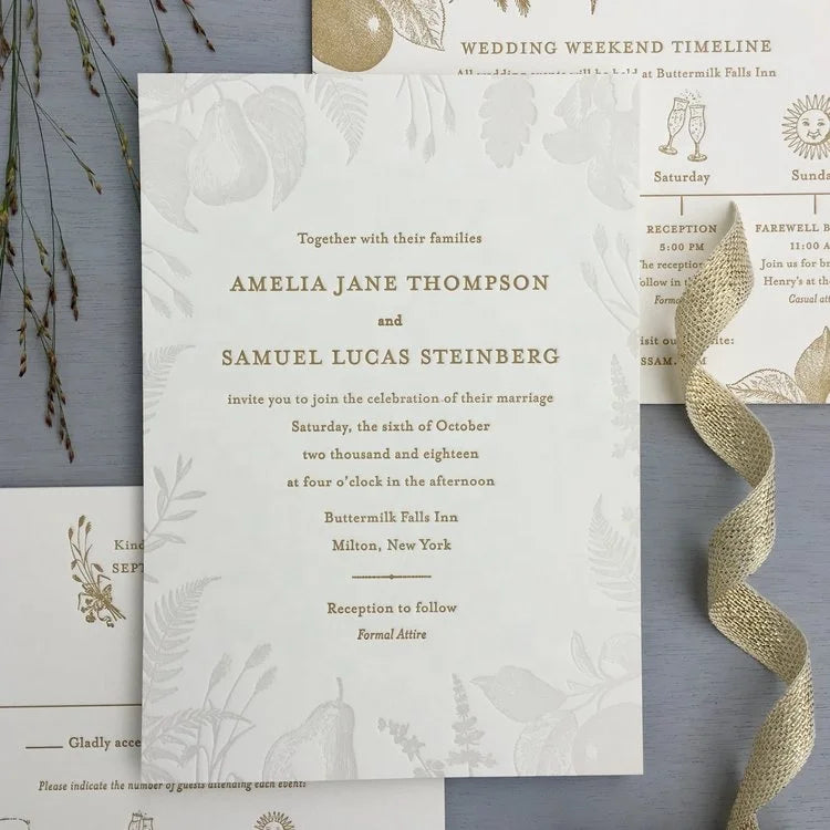 Custom thick cotton paper thank you cards/ letterpress invitation cards