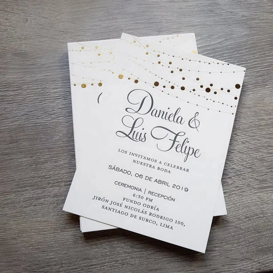 Top Quality Wedding Invitation Letterpress Card gold foil stamping greeting cards, Foreign Languages