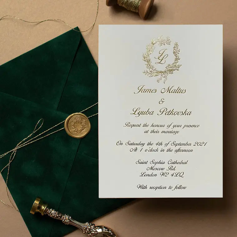 Custom Letterpress/Embossed/Laser cut/Gold Foiled wedding invitation