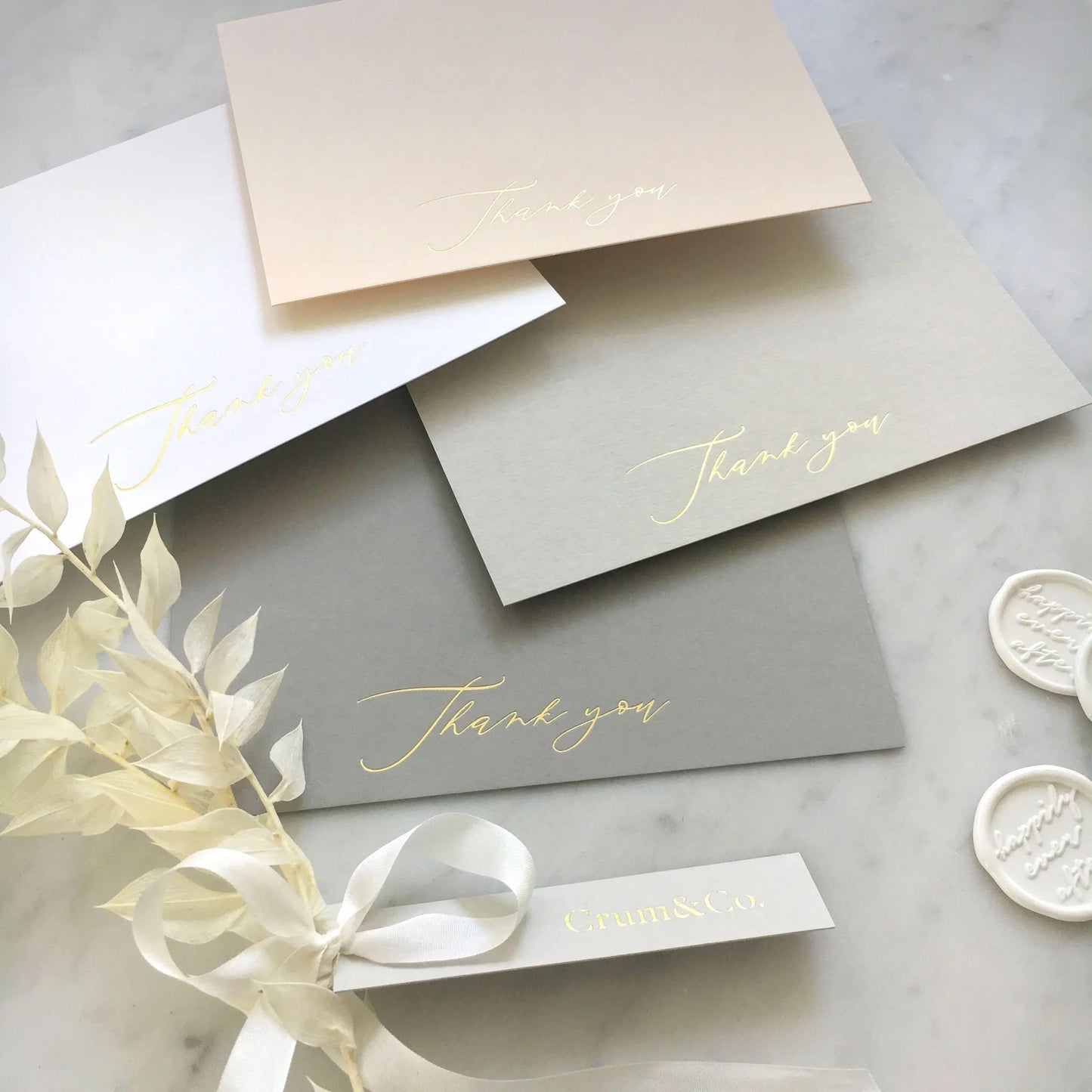 Customized gold foil stamping Wedding Invitation Thank You Card Greeting Card with Envelope