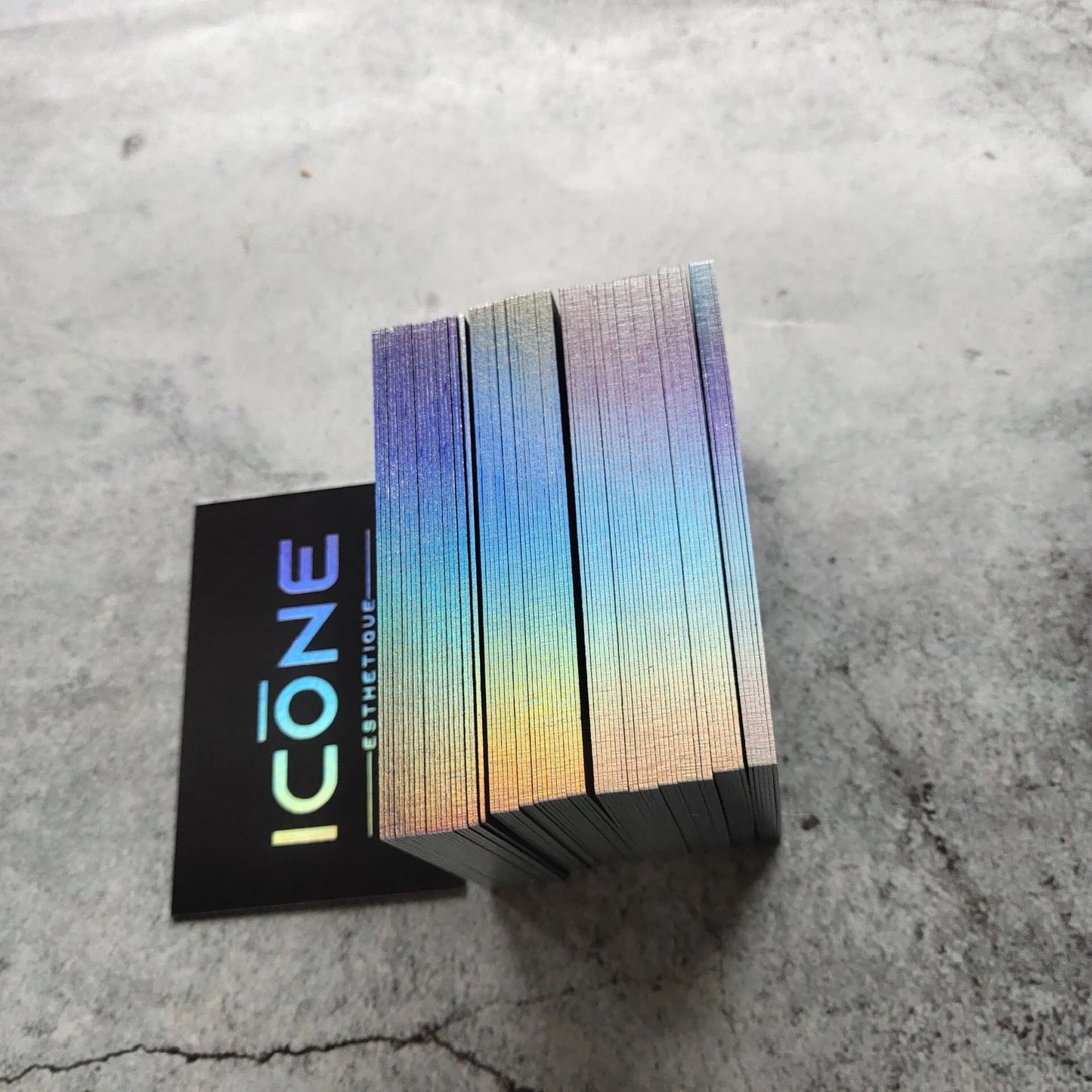 Hologram gold foil stamping paper business cards with edge foil