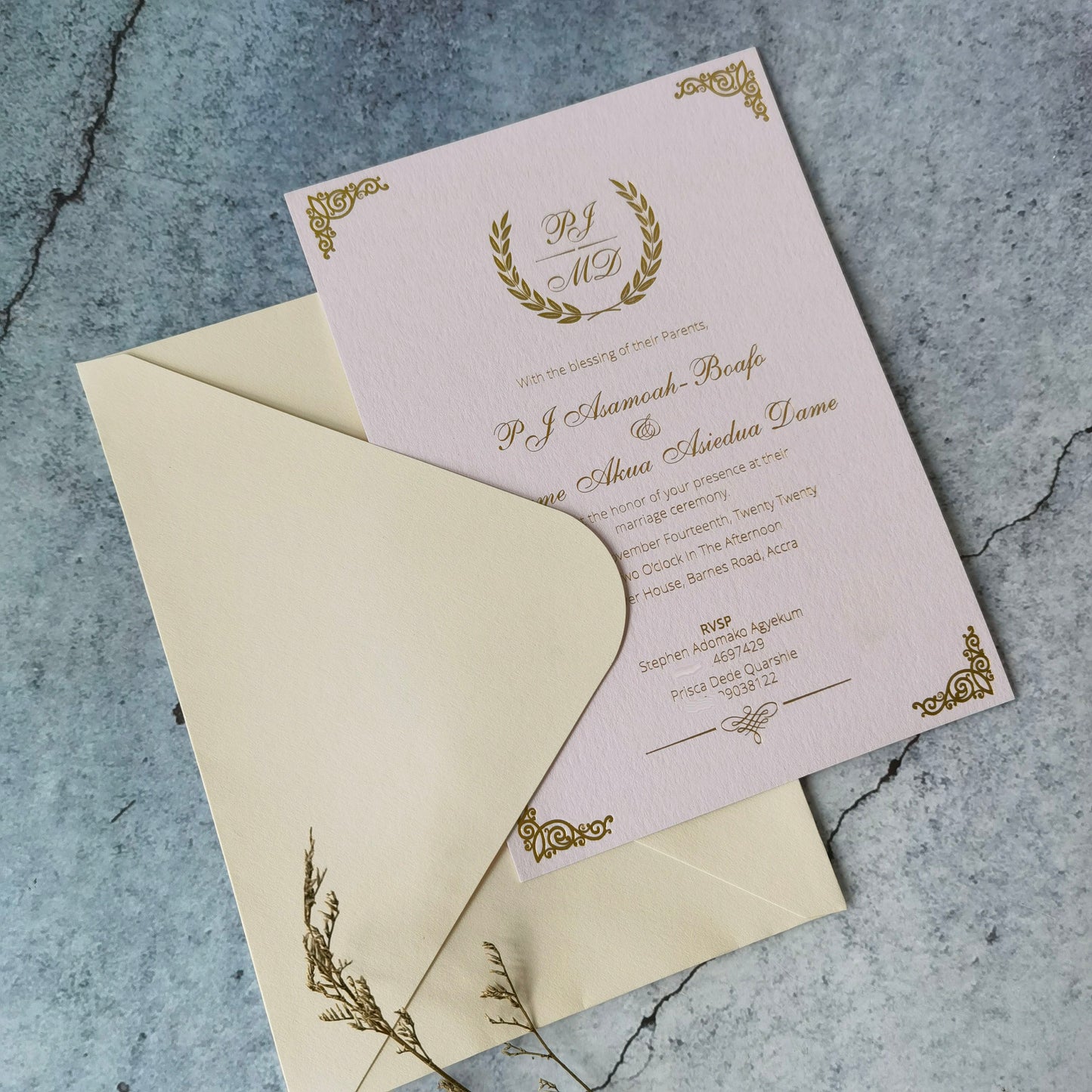 Full printing design wedding Invitations announcements custom gold wedding cards