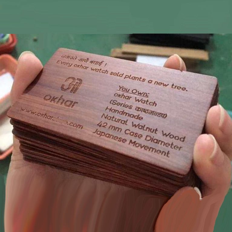 Wood Business Cards, Dark, Foreign Languages