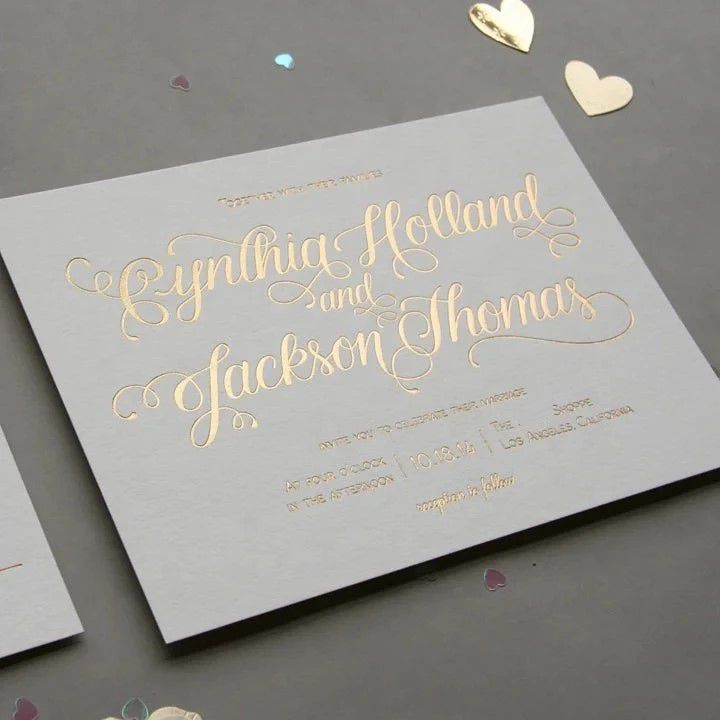 Full printing design wedding Invitations announcements custom gold wedding cards