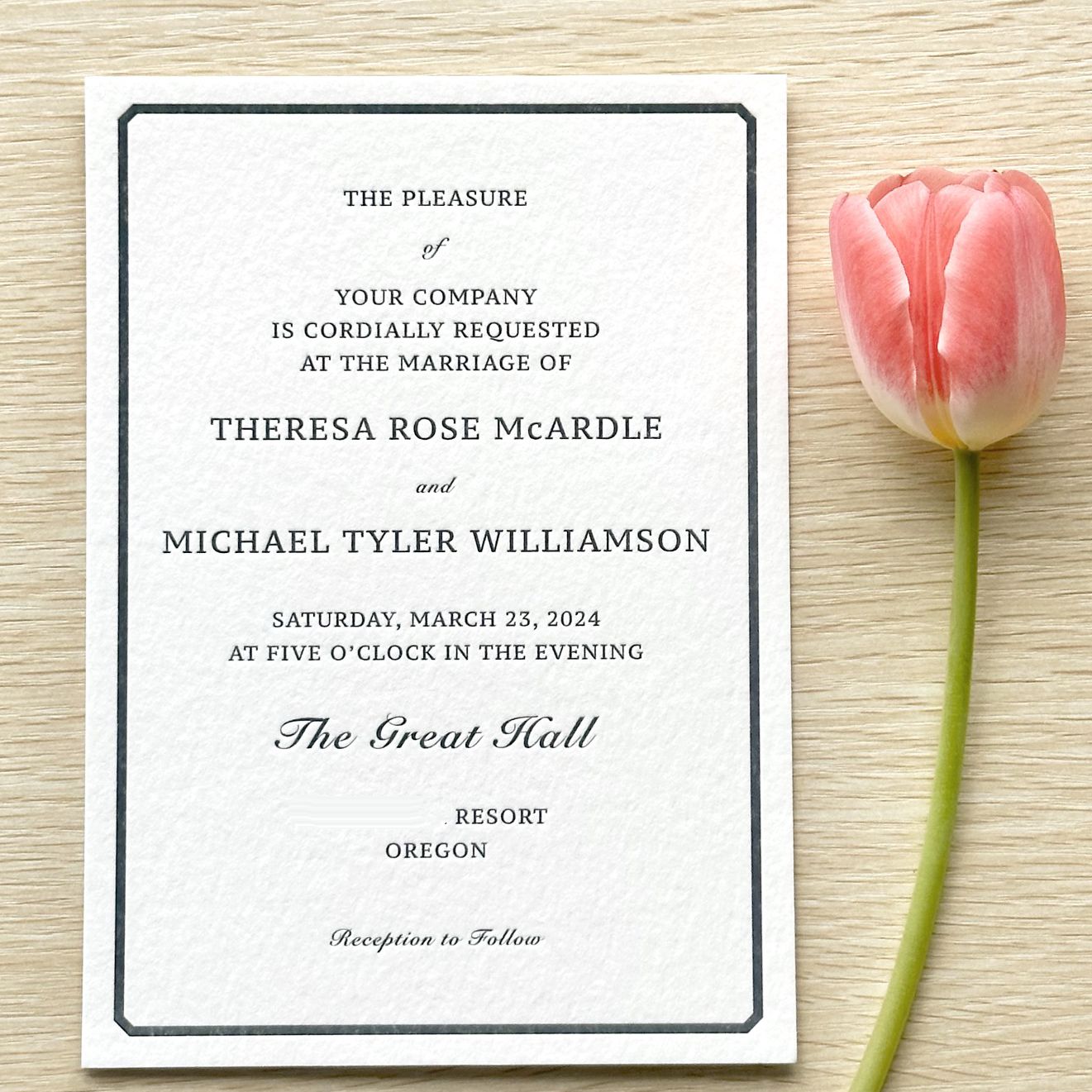 Custom thick cotton paper thank you cards/ letterpress invitation cards - black ink