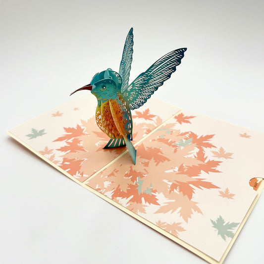 3D Greeting pop up card, birds/leaves
