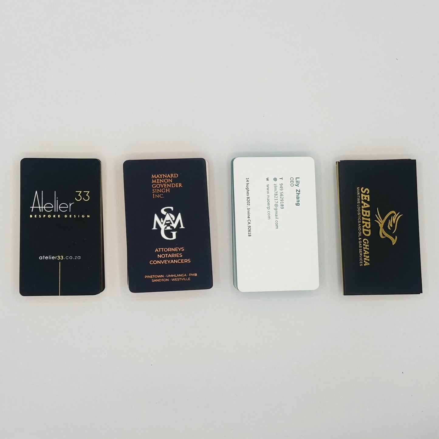 Multicolored Metal & Gold Foil Business Cards