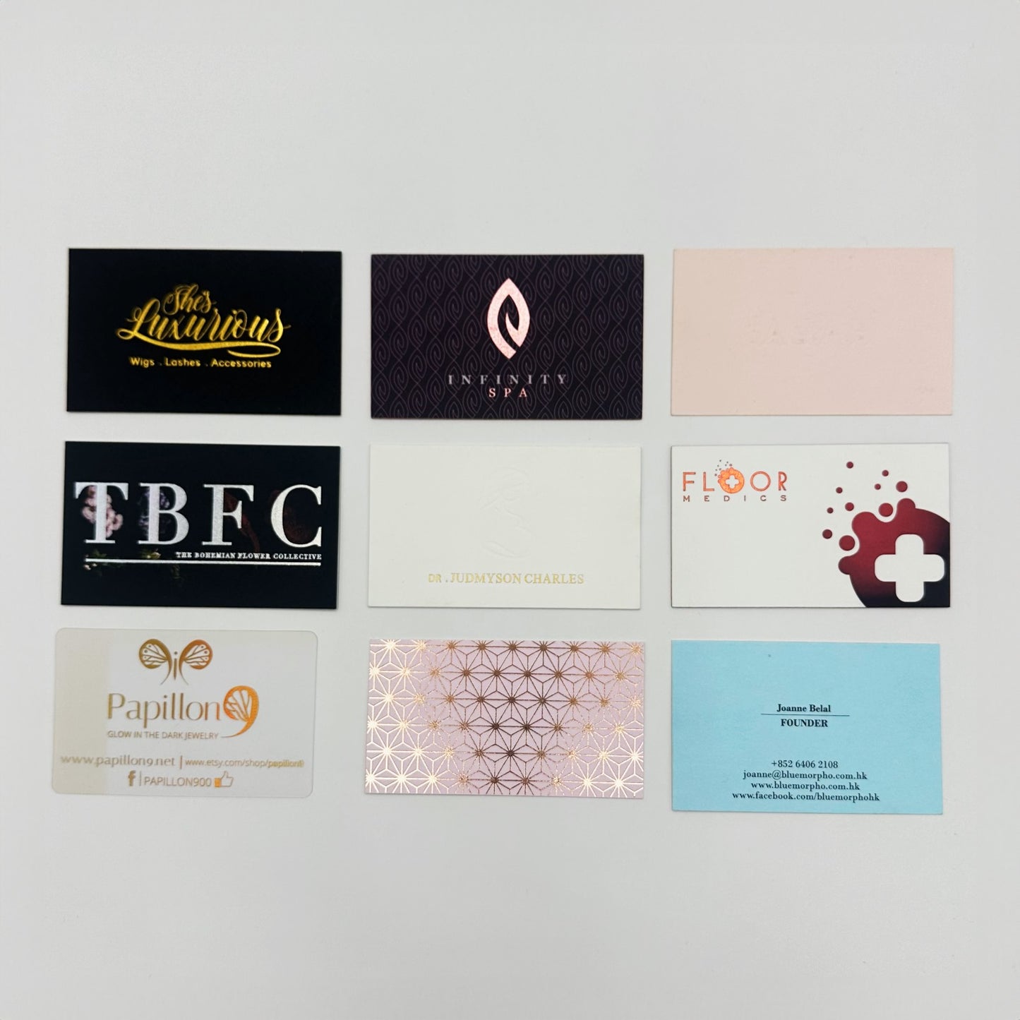 Multicolored Metal & Gold Foil Business Cards