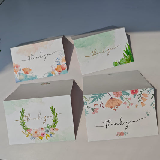 Nuoerp Thank You Cards with Envelopes, Set for Small Business, Wedding, Bridal Shower, Christmas, and Graduations, Box Included - 25 Pack,  gold foil stamping 4.25 x 6 Inch (flowers, multiple)