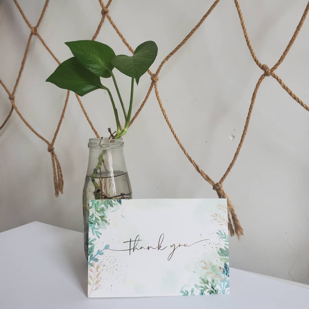 Nuoerp Thank You Cards with Envelopes, Set for Small Business, Wedding, Bridal Shower, Christmas, and Graduations, Box Included - 25 Pack,  gold foil stamping 4.25 x 6 Inch (no flowers, gold and green leaves)