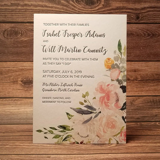 Luxury Floral printing Customized Cotton Paper Letterpress invitation card